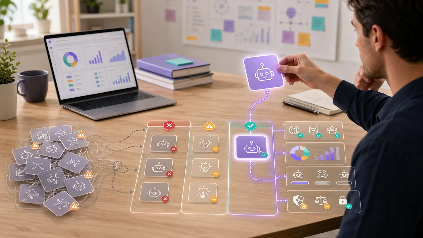 Founder choosing a startup idea validation tool from evidence cards and decision lanes