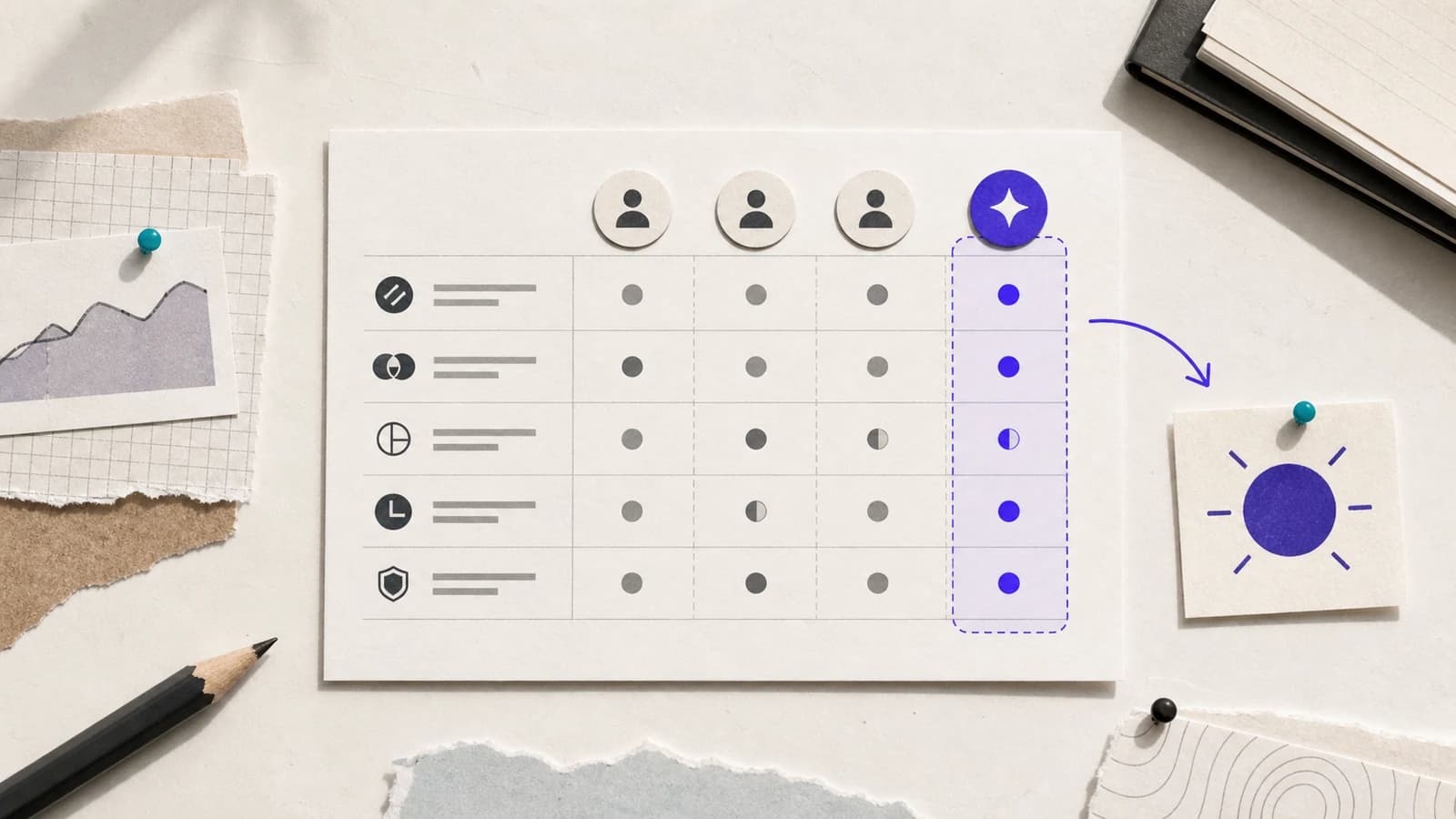 Competitor landscape matrix with one highlighted startup opportunity