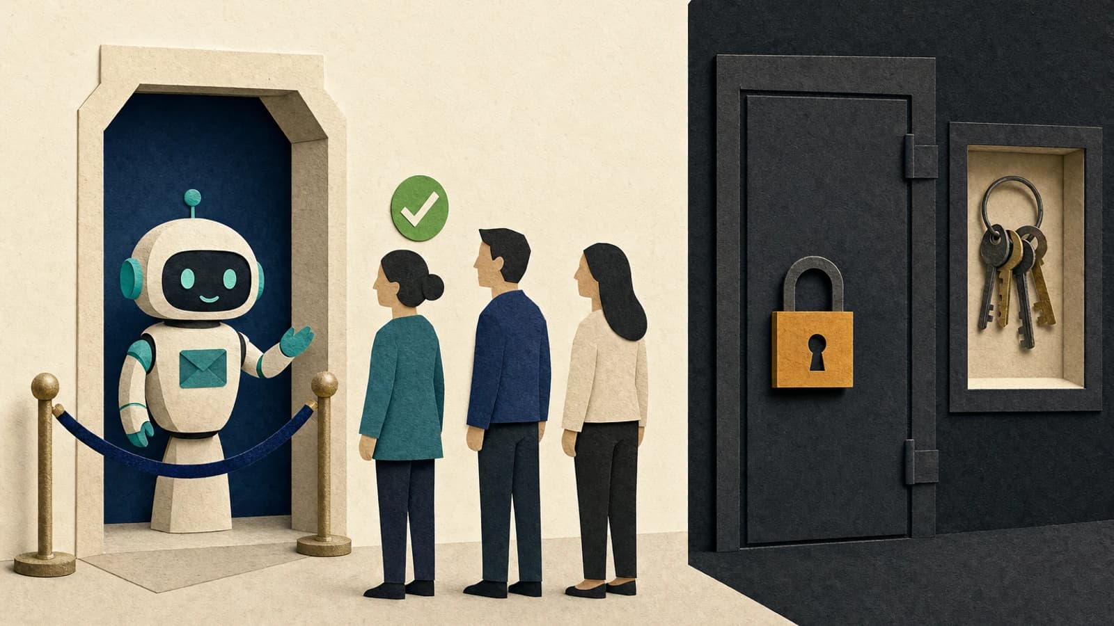 Is Hermes Agent safe: a messenger robot behind a door with a short guest list, while the house key ring stays locked in a separate room