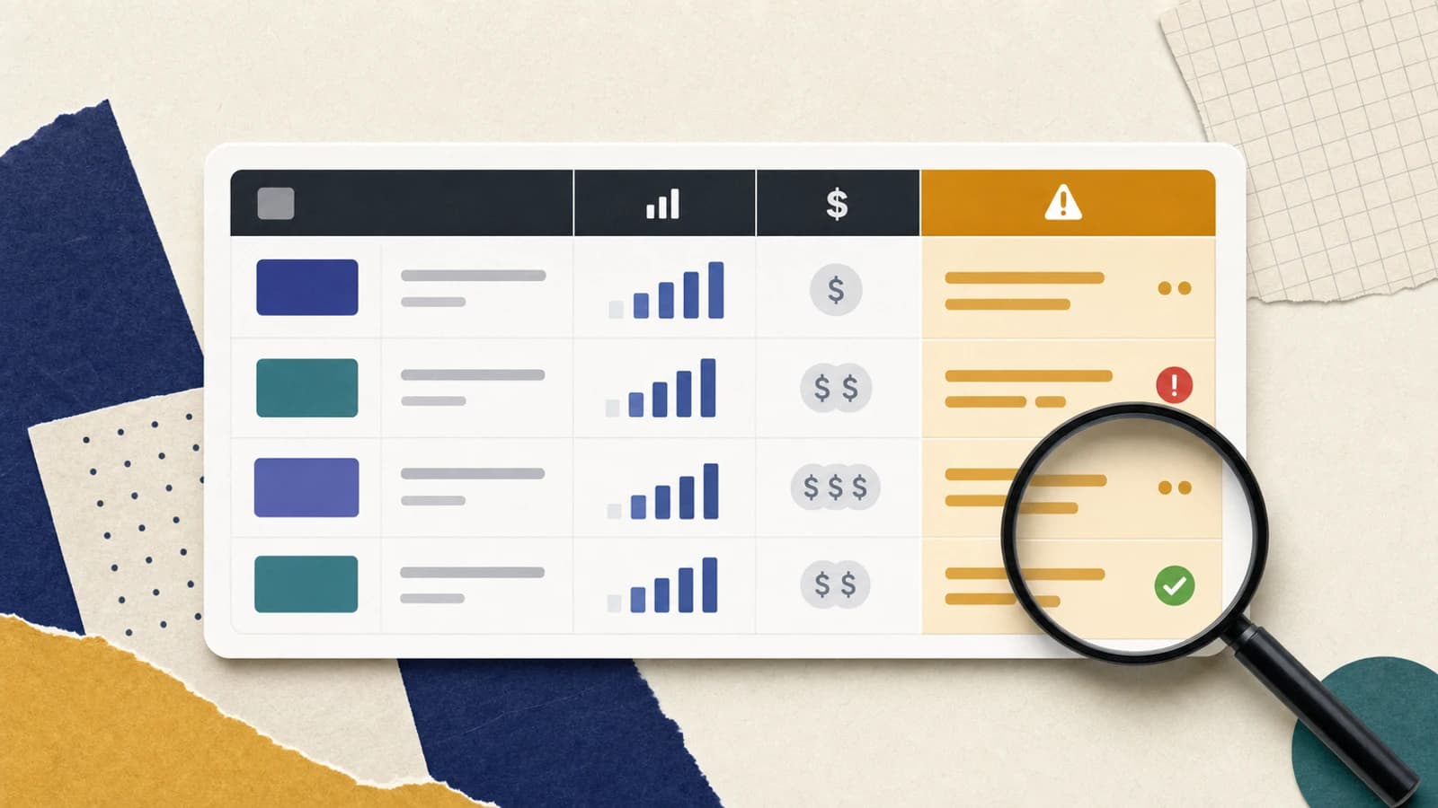 Competitor landscape table with traction, pricing, and weakness columns highlighted for startup idea validation
