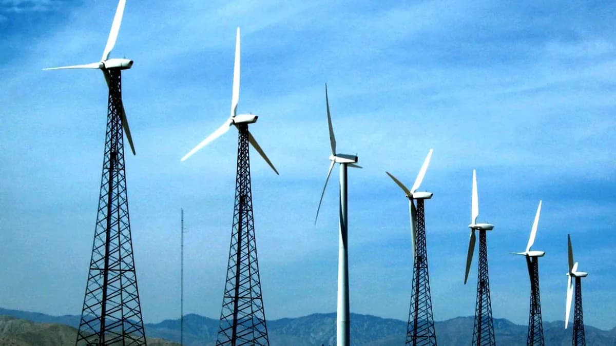 Wind turbines at a Southern California wind farm representing sustainability and climate tech