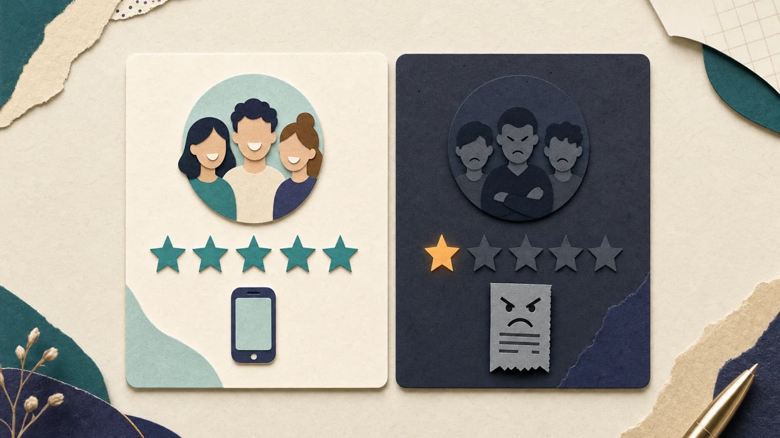 Two rating cards for Manus AI side by side, 4.7 stars from the App Store and 1.2 stars from Trustpilot