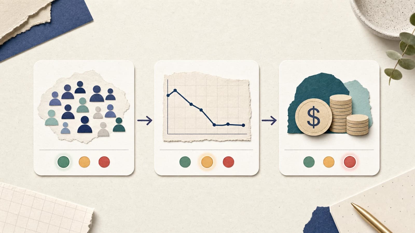 Three-signal saturation check for startup ideas: competitor density, search trend direction, and funding momentum