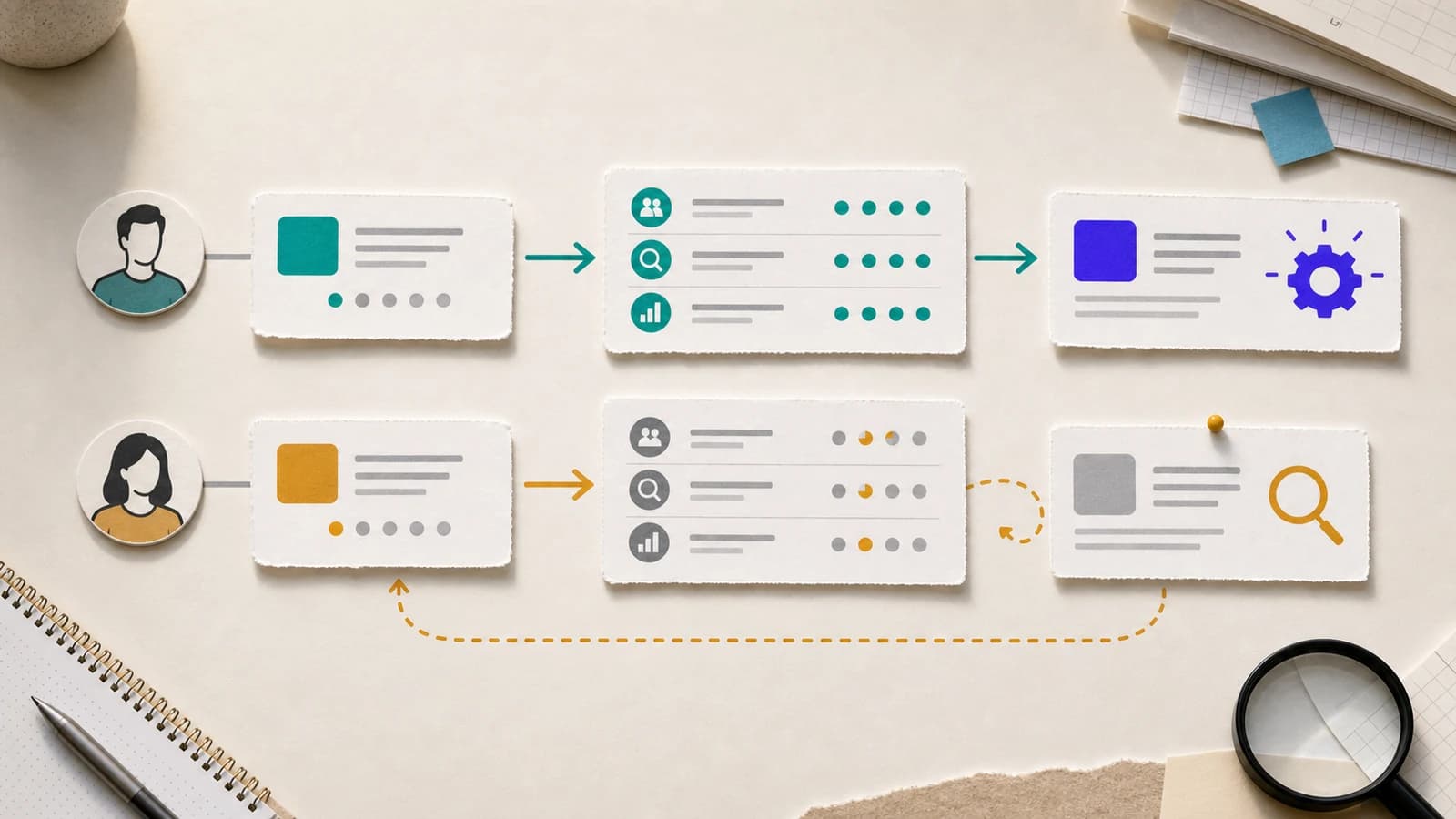 Founder decision map showing validated ideas moving to build and weak ideas returning to research