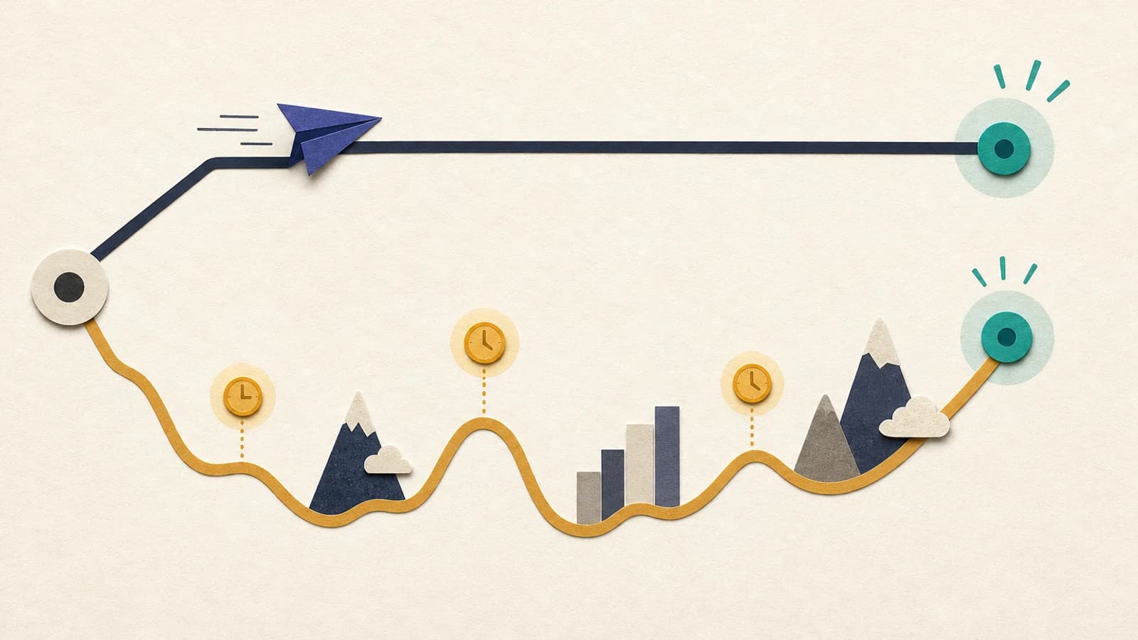 Service-first path reaches profit fast while the SaaS path climbs higher but slower