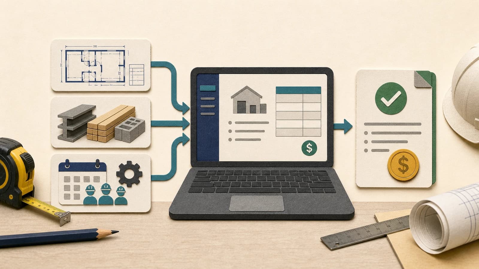 Construction bid-estimation SaaS turning plans and costs into a paid bid