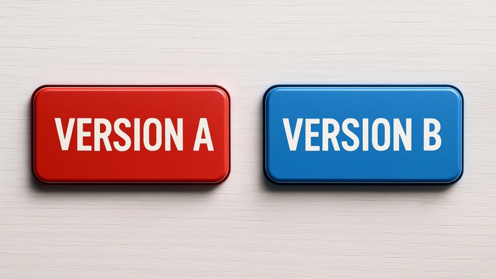Two A/B test buttons labeled Version A and Version B side by side, representing a lightweight offer test